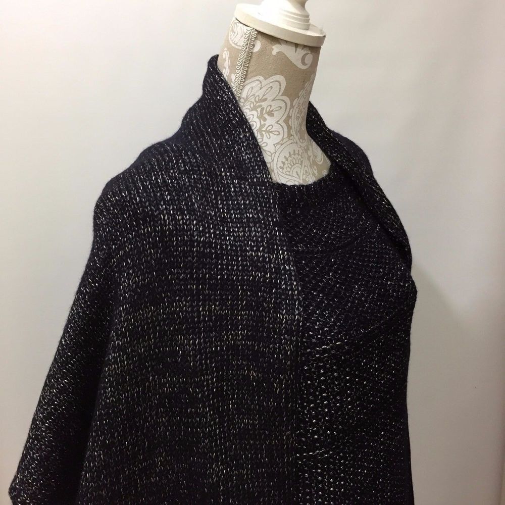 White House Black Sweater Shawl Set Women's Medium Black ‎ Long Sleeves - Picture 5 of 7